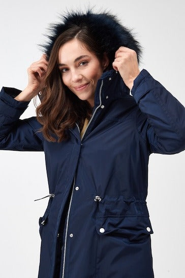 Arcane Fox - Women's Hooded Puffer Parka Coat In Blue