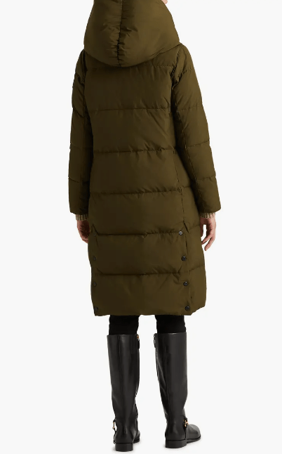 Arcane Fox - Women's Hooded Puffer Trench Coat In Khaki