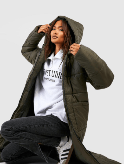 Arcane Fox - Women's Oversized Trench Puffer Coat In Gray