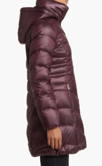 Arcane Fox - Women's Removable Hood Puffer Coat In Burgundy