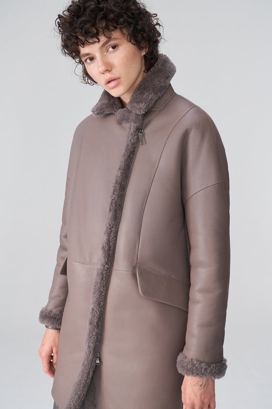 Women's Sheepskin b7 Bomber Leather Coat In Brown Arcane Fox
