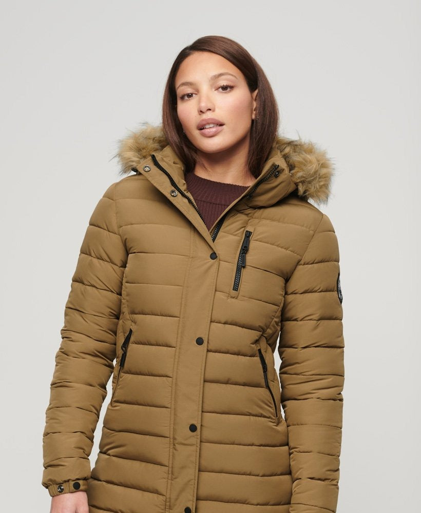 Arcane Fox - Women's Trench Parka Puffer Coat In Brown