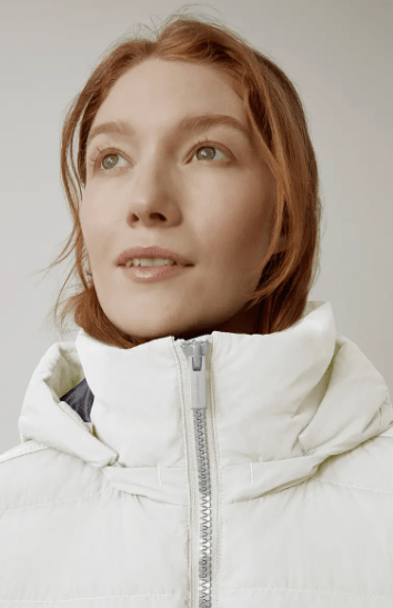 Arcane Fox - Women's Trench Puffer Coat In White With Removable Hood