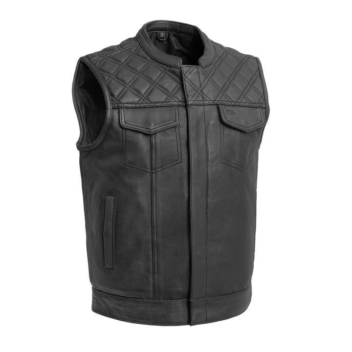 Arcane Fox - Men's Biker Quilted Leather Vest In Black