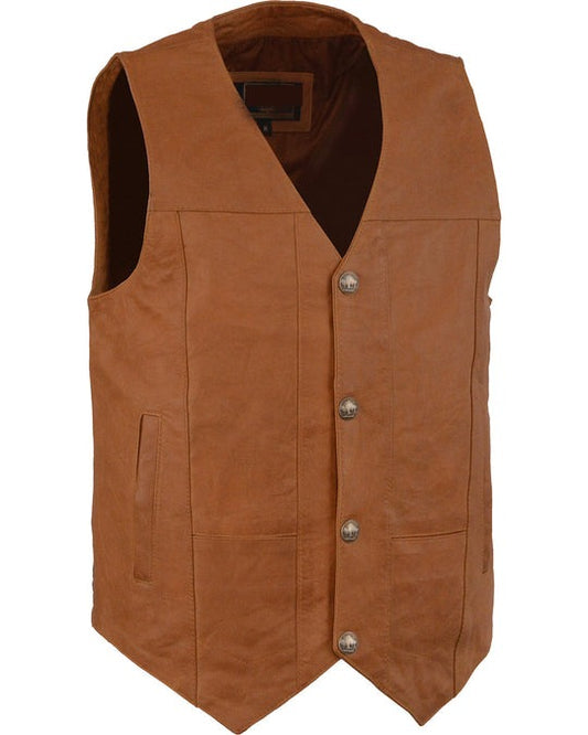 Arcane Fox - Men's Brown Biker Leather Vest