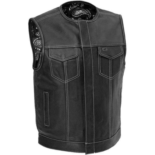 Arcane Fox - Men's Biker Leather Vest In Black