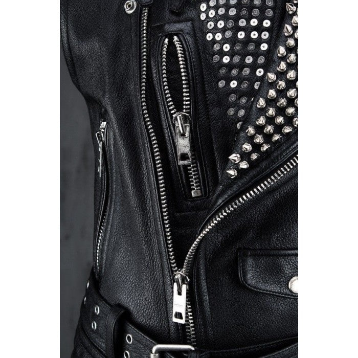 Arcane Fox - Men's Biker Studded Leather Vest In Black