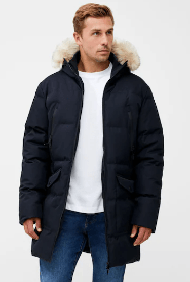 Arcane Fox - Men's Hooded Parka Puffer Coat In Blue