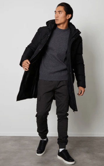 Men's Hooded Puffer Coat In Black