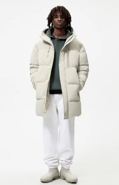 Men s Hooded Puffer Coat in Off White Arcane Fox L Off White DAD7CA