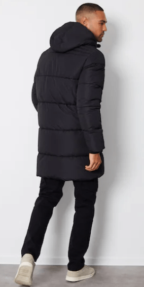 Men's Puffer Hooded Coat In Black