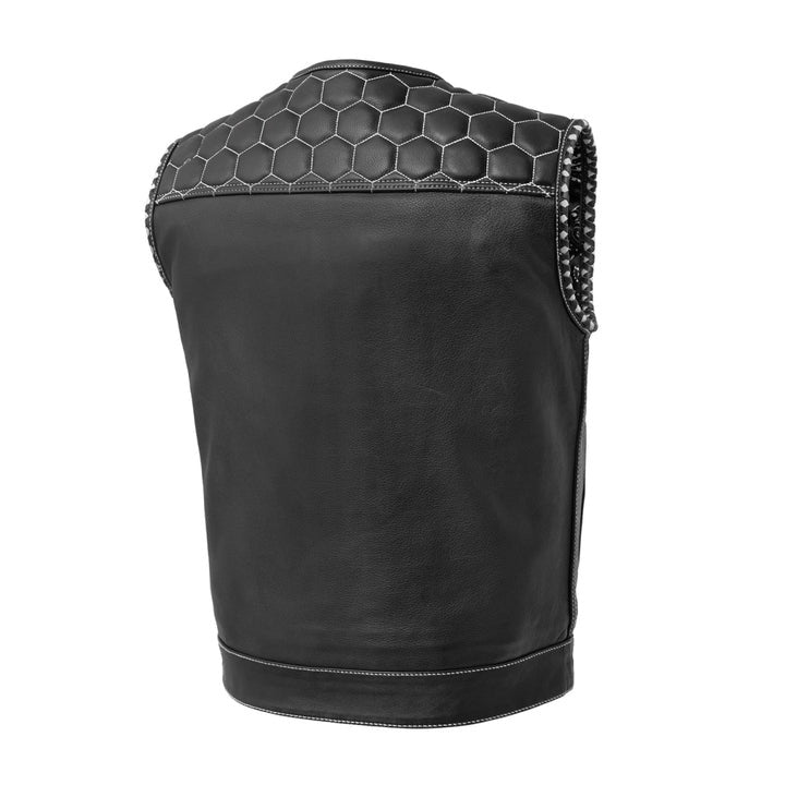 Arcane Fox - Men's Quilted Biker Leather Vest In Black