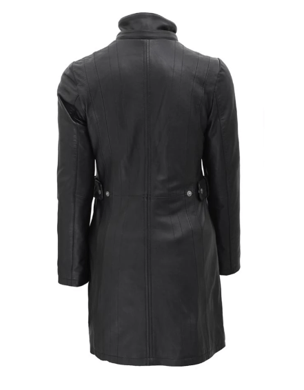 Arcane Fox - Women's Fur Parka Leather Coat In Black With Removable Hood