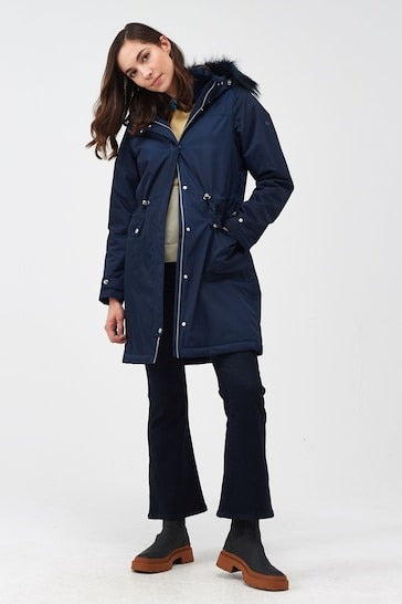 Arcane Fox - Women's Hooded Puffer Parka Coat In Blue