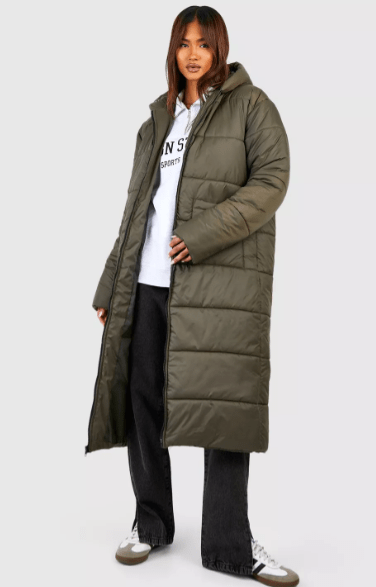 Arcane Fox - Women's Oversized Trench Puffer Coat In Gray