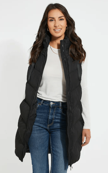 Arcane Fox - Women's Sleeveless Puffer Hooded Coat In Black