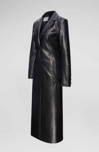 Women's Blazer Leather Coat In Black