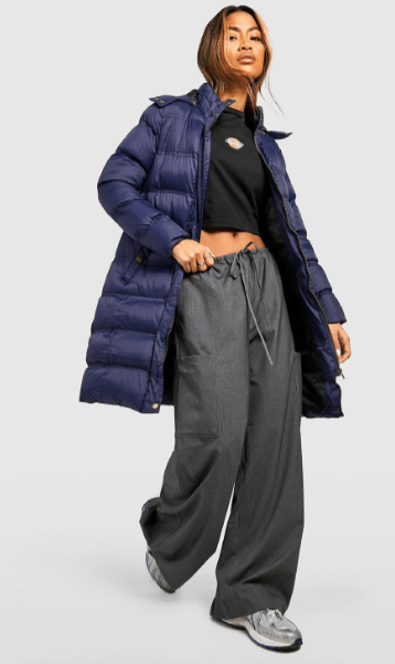 Arcane Fox - Women's Hooded Parka Puffer Coat In Blue