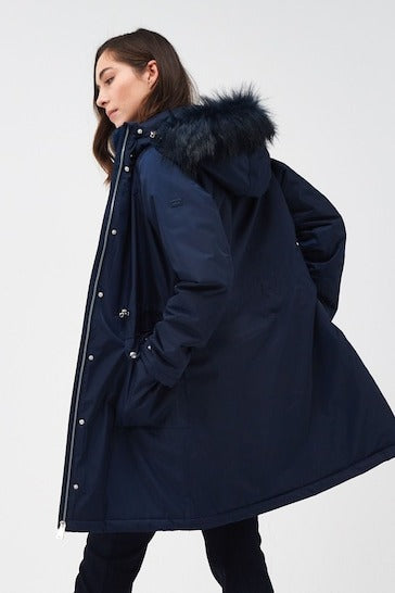 Arcane Fox - Women's Hooded Puffer Parka Coat In Blue