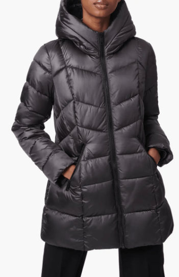 Arcane Fox - Women's Hooded Puffer Quilted Coat In Black