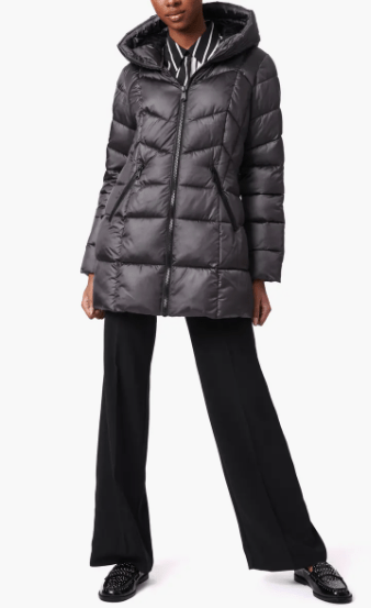 Arcane Fox - Women's Hooded Puffer Quilted Coat In Black