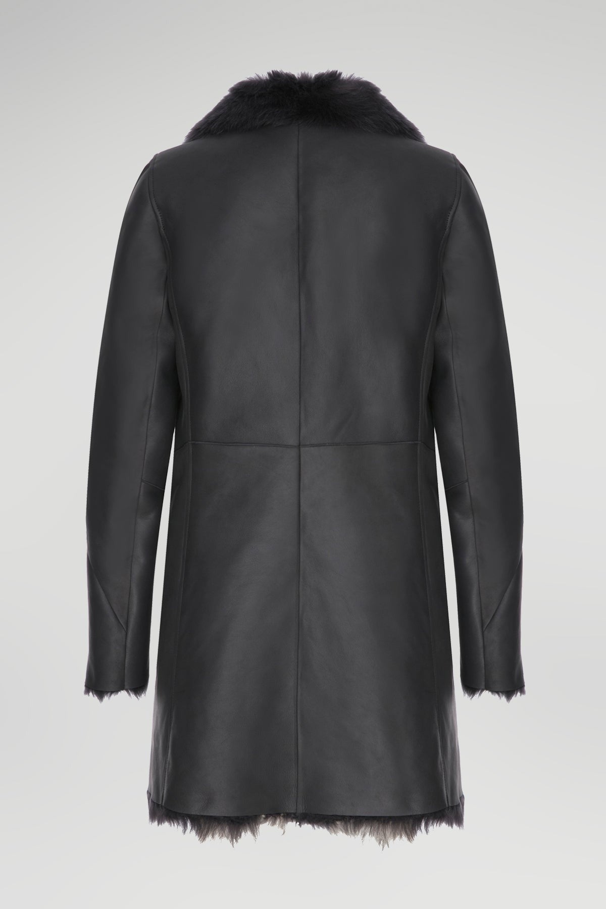 Women's Shearling Fur Leather Coat In Black Arcane Fox
