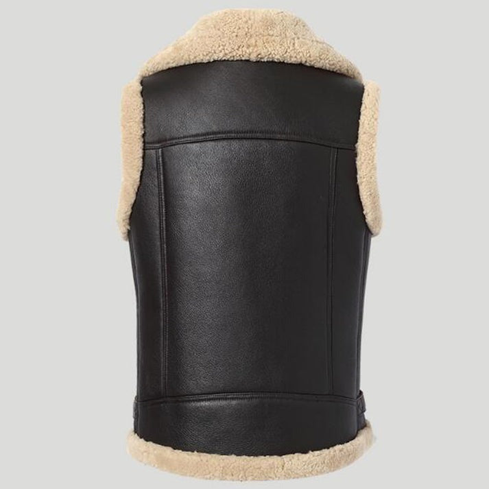 Arcane Fox - Women's Sheepskin Biker Leather Vest In Black