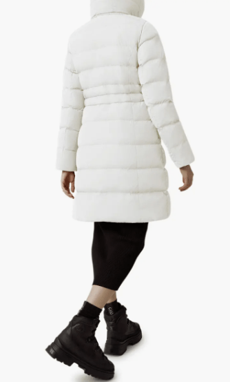 Arcane Fox - Women's Trench Puffer Coat In White With Removable Hood