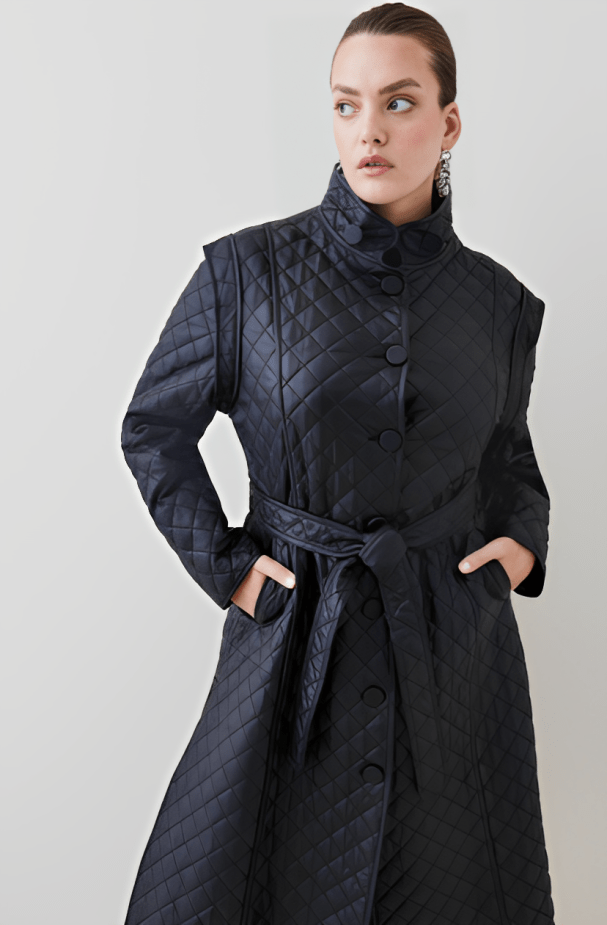 Quilted leather trench coat best sale