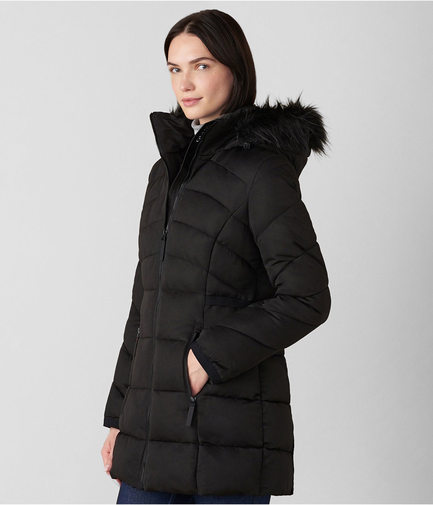 Womens black 2025 hooded coats