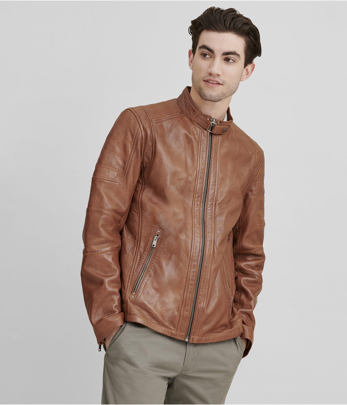 Frye cafe racer leather on sale jacket