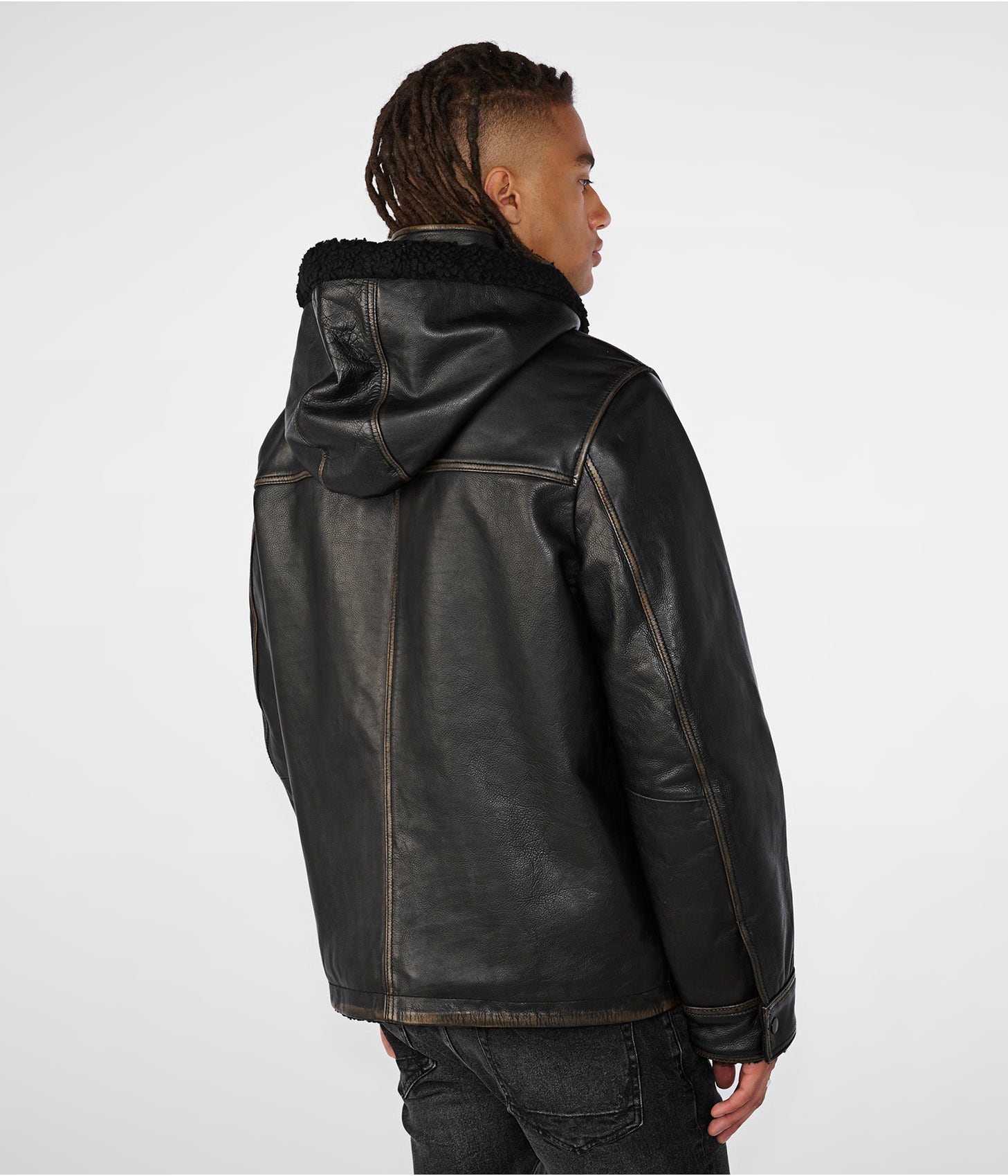 Faux shearling jacket outlet mens black