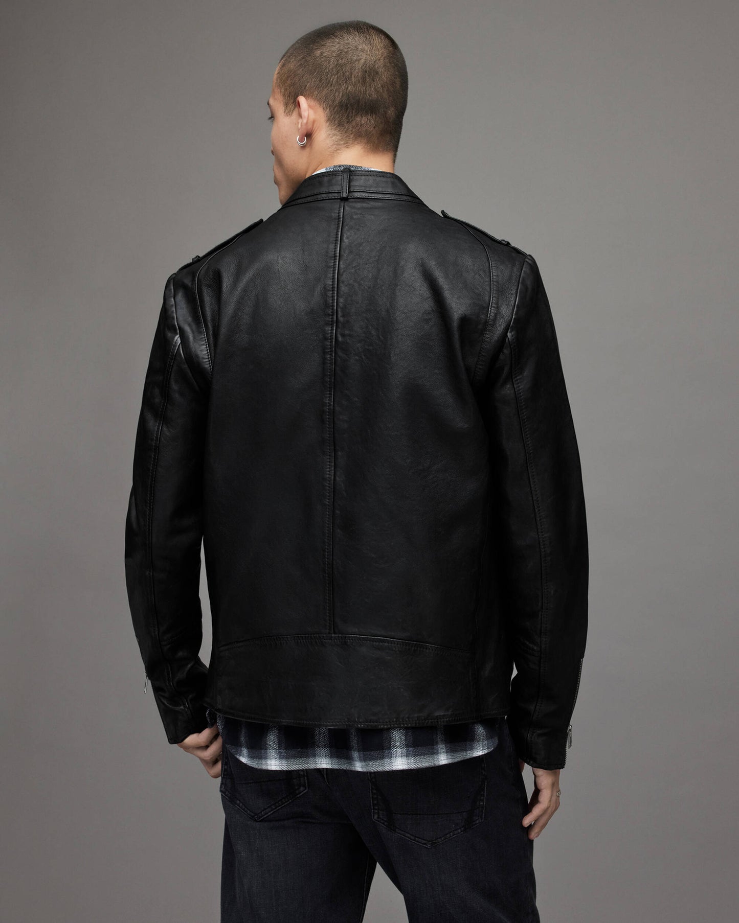 Men's Moto Leather Jacket In Black