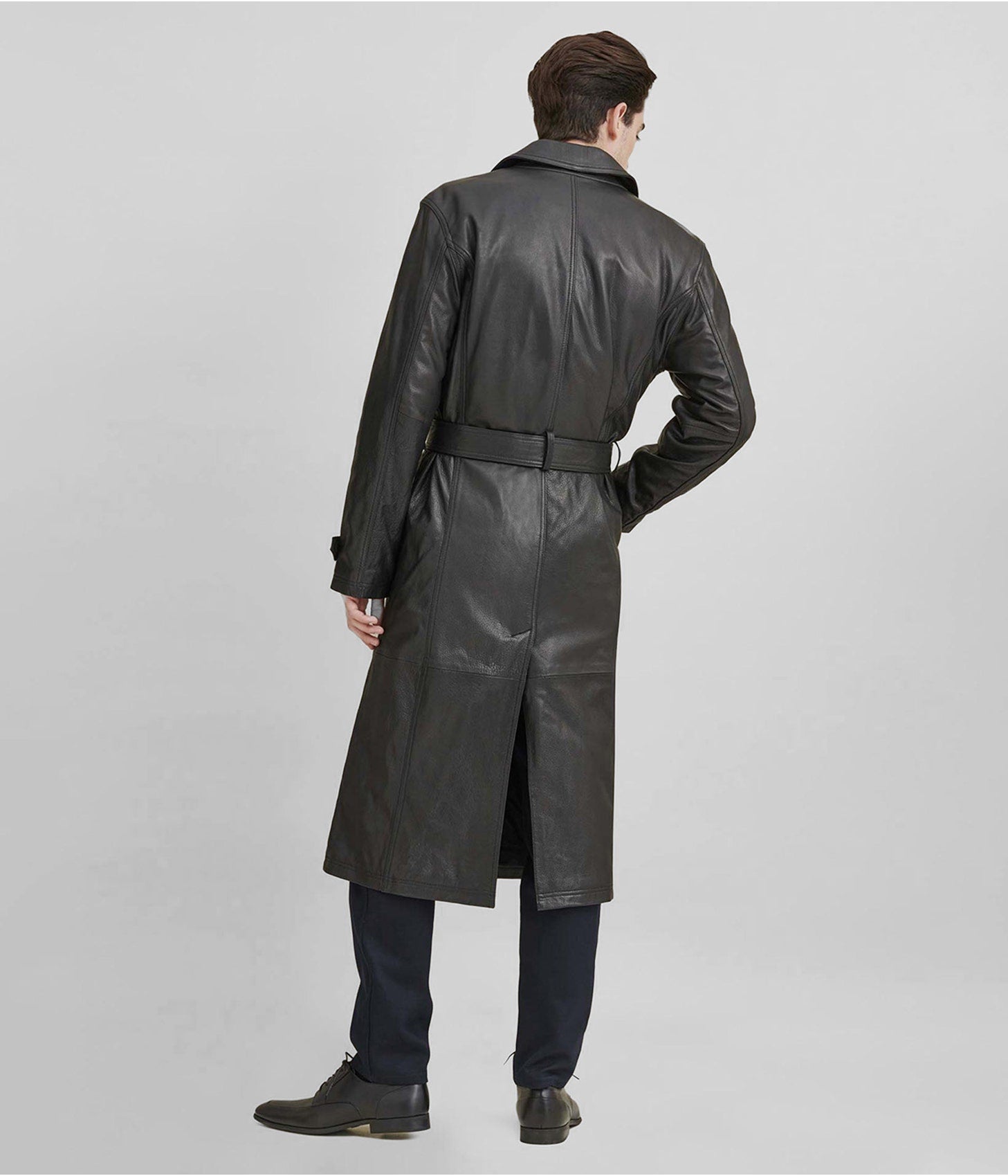 Men s Leather Trench Coat Shop Leather Coats