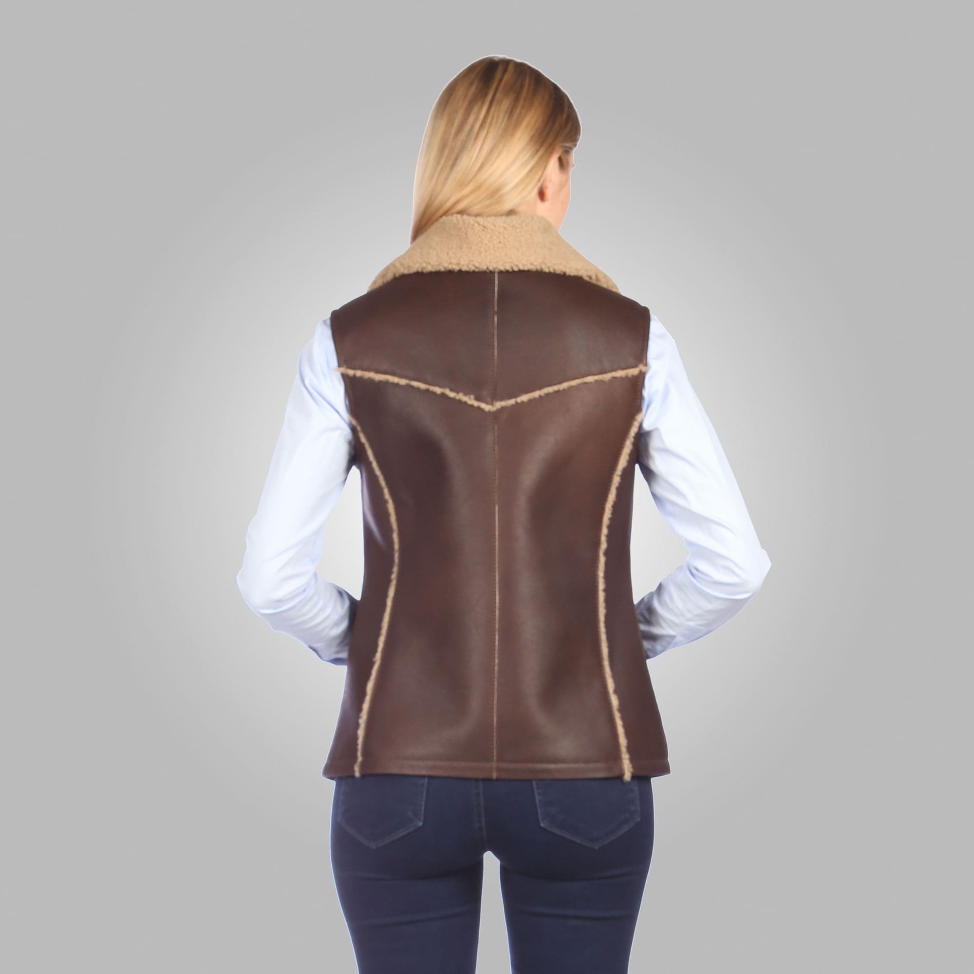 Leather hot sale shearling vest